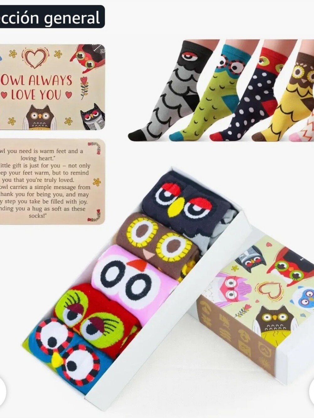 Owl Pattern Men's Crew Socks - Assorted Colors